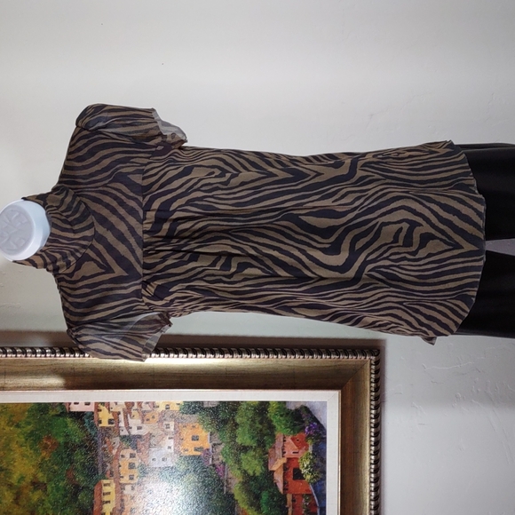 Sweet Pea Animal Print Mesh Babydoll Top - Picture 1 of 5